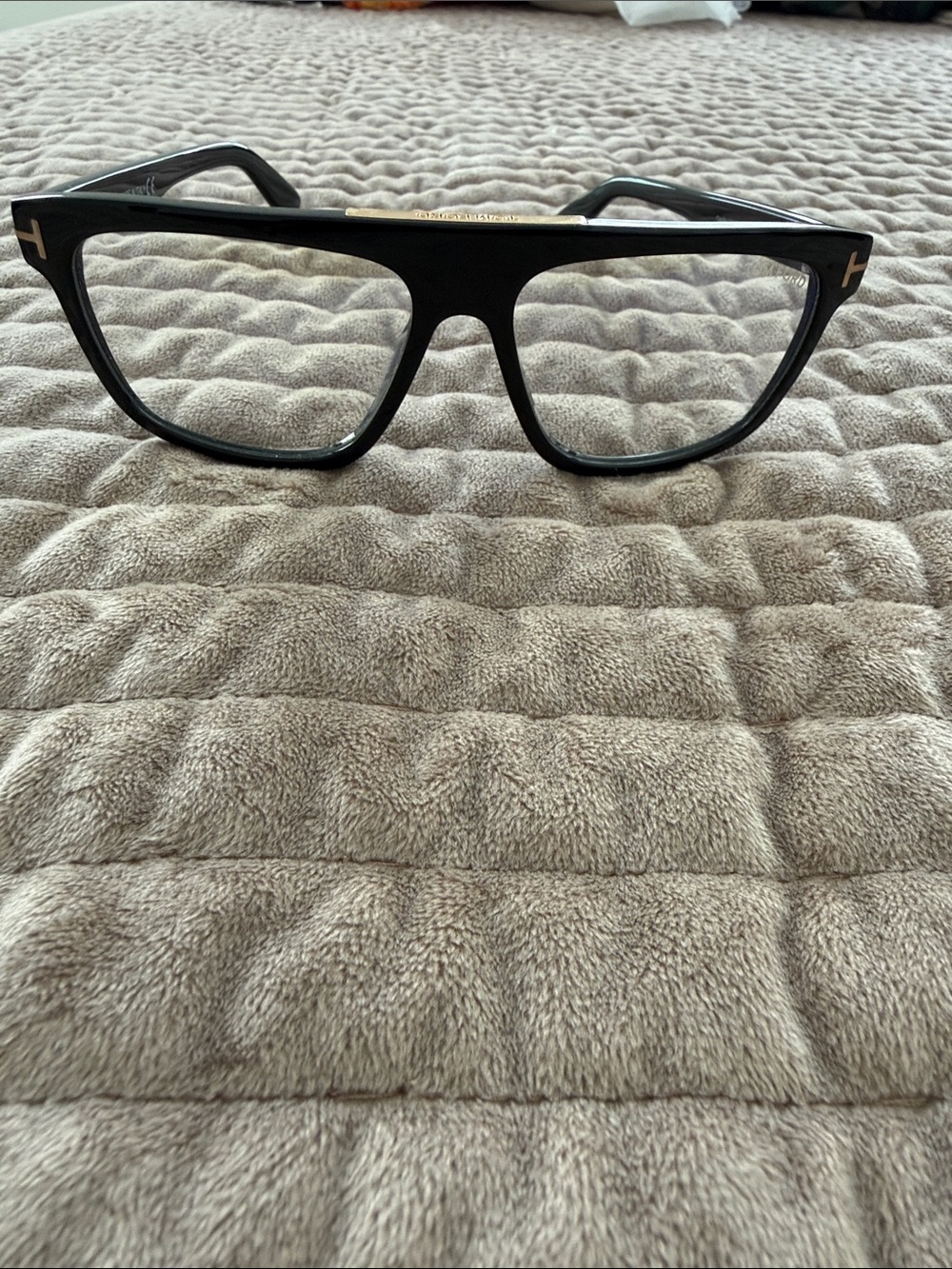 Tom Ford Black Acetate Glasses with Gold Accents